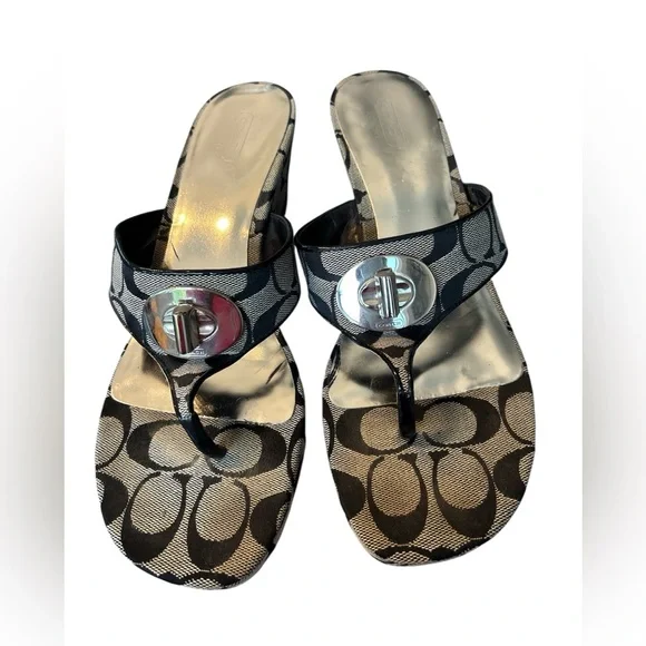 Coach Logo Noble Women’s Wedge Shoes Size 10 Black - Picture 2 of 12